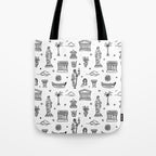 Black and white ancient greek statue pattern Tote Bag Gallery Image 1