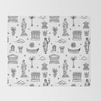 Black and white ancient greek statue pattern Throw Blanket Gallery Image 2