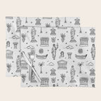 Black and white ancient greek statue pattern Placemat Gallery Image 1