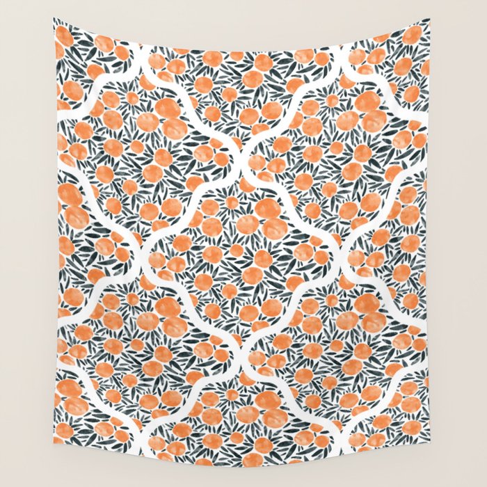 Tangerine Lattice Dreams Wall Tapestry Gallery Image 4