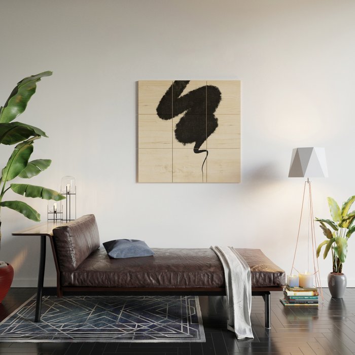 Black Brushstroke Wood Wall Art Gallery Image 2