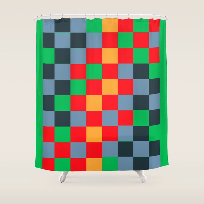 Colorful Checkerboard 2 Shower Curtain Gallery Image 1