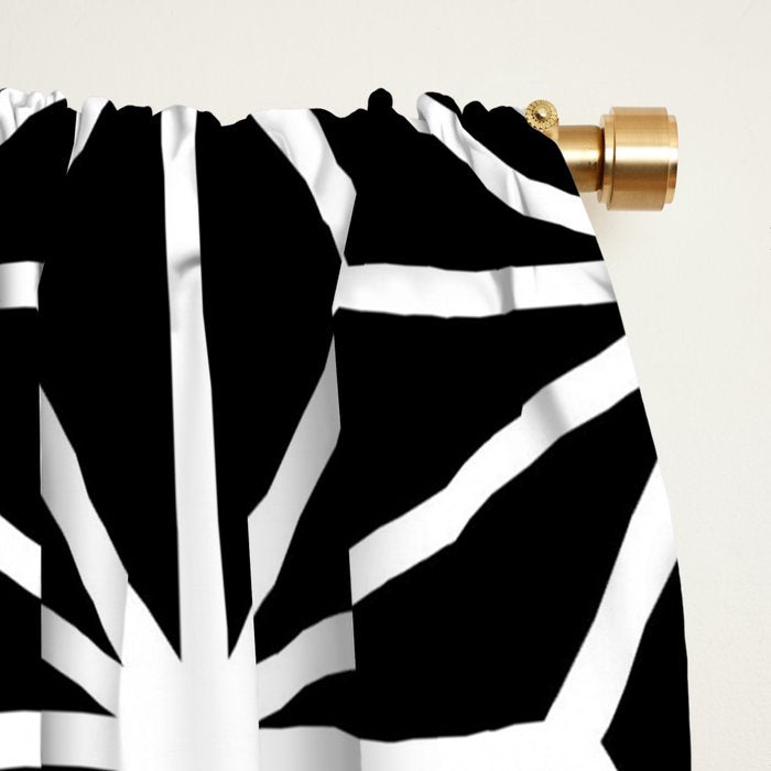 Geometric abstract modern black white stripes Window Curtain Gallery Image 2