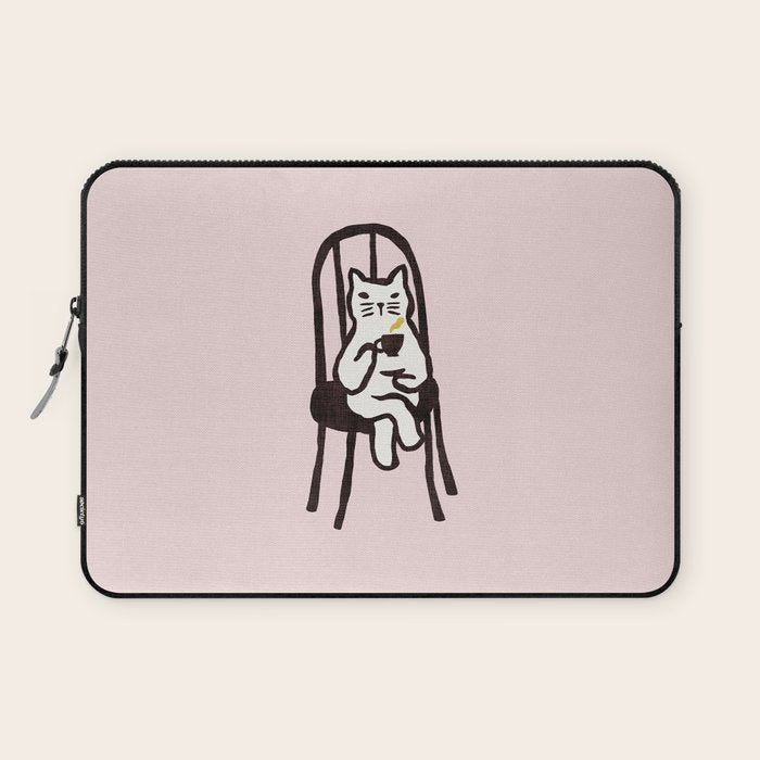 Tea time with cat Laptop Sleeve Gallery Image 1
