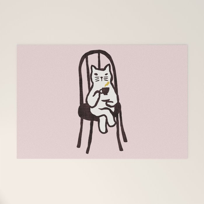 Tea time with cat Welcome Mat Gallery Image 1