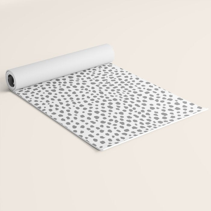 Gray Dalmatian Spots (gray/white) Yoga Mat Gallery Image 2