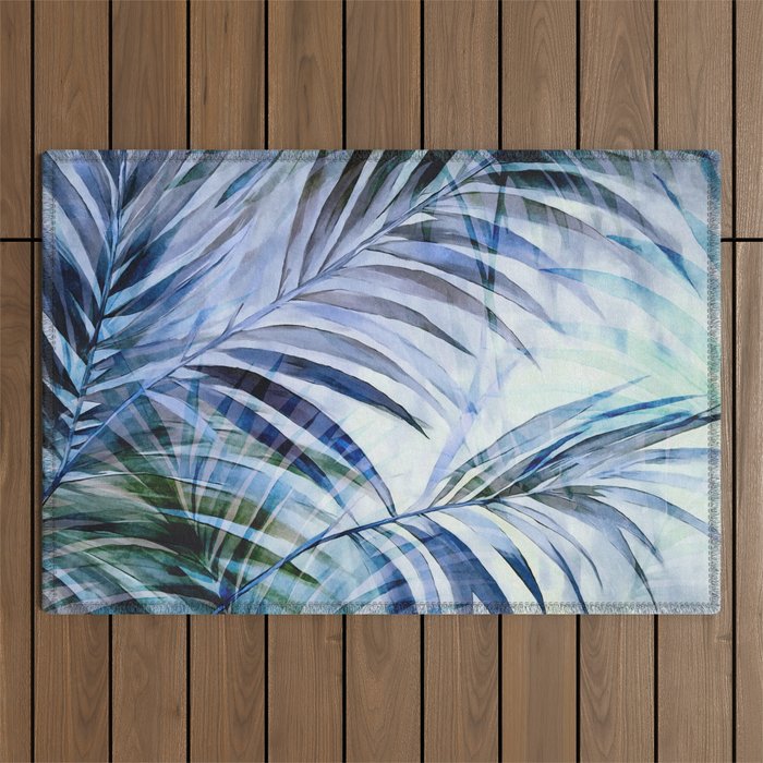 Tropical Wanderlust Palm Leaf Layers Outdoor Rug Gallery Image 1