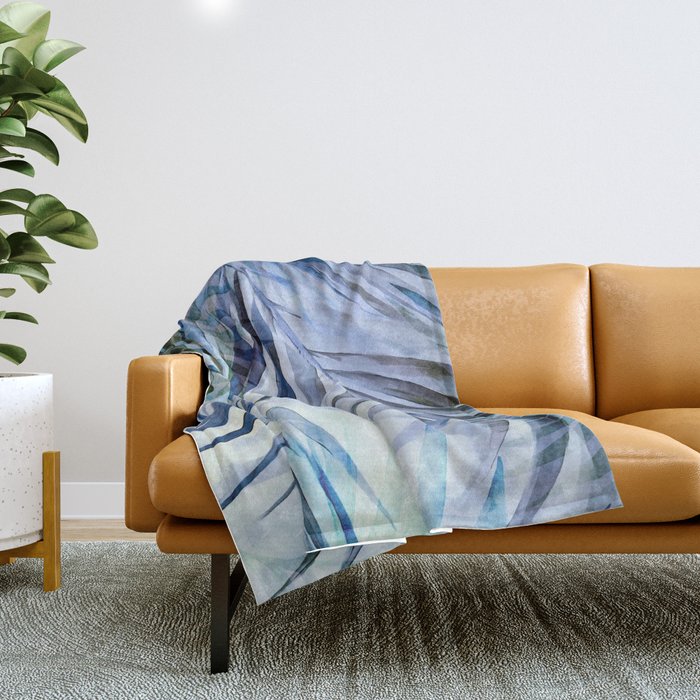 Tropical Wanderlust Palm Leaf Layers Throw Blanket Gallery Image 1