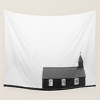Chapel in Budir Iceland - Landscape Art Print, Black and White Photography Wall Tapestry Gallery Image 4