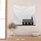 Chapel in Budir Iceland - Landscape Art Print, Black and White Photography Wall Tapestry Gallery Image 2