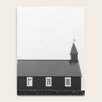 Chapel in Budir Iceland - Landscape Art Print, Black and White Photography Notebook Gallery Image 4