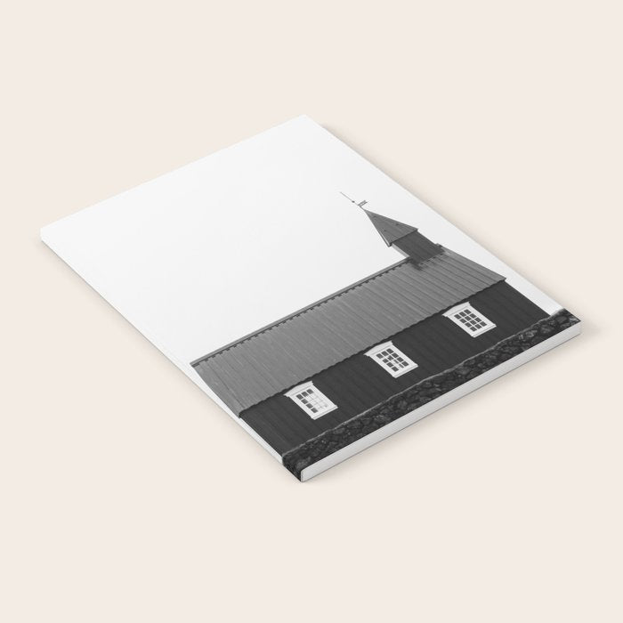 Chapel in Budir Iceland - Landscape Art Print, Black and White Photography Notebook Gallery Image 1