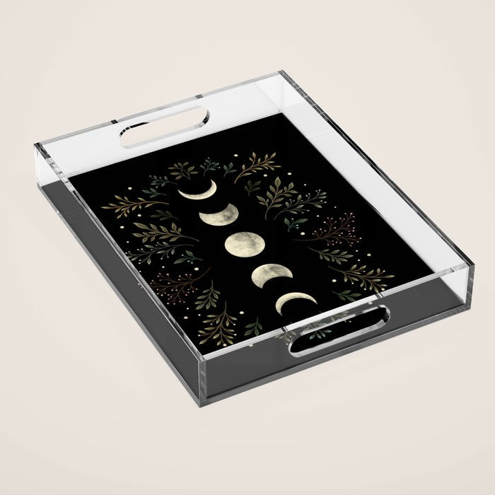 Moonlight Garden - Olive Green Acrylic Tray Gallery Image 1