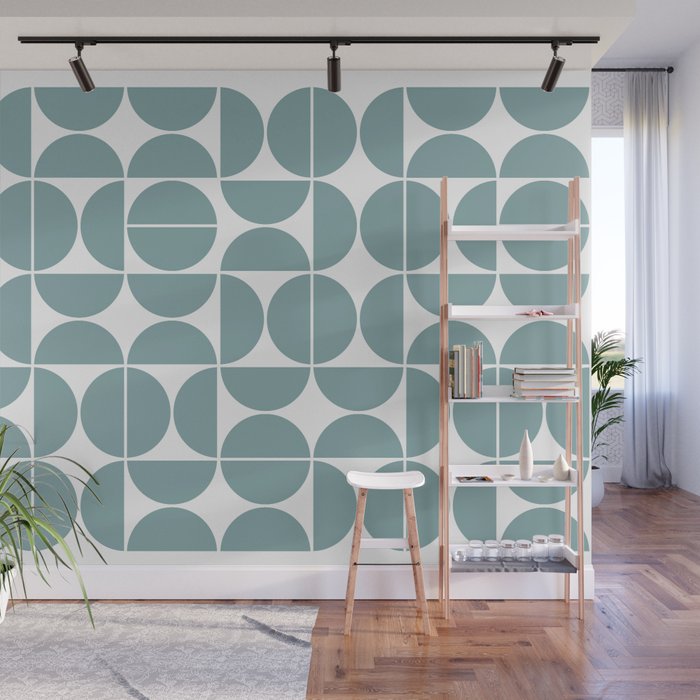 Mid Century Modern Geometric 04 Glass Blue Wall Mural Gallery Image 1