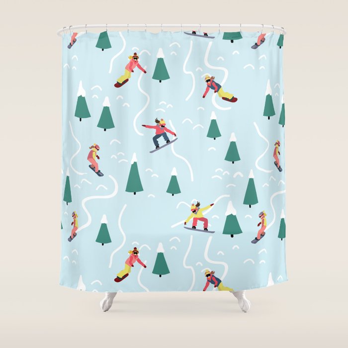 Snowboarding Girls Shower Curtain Gallery Image 1