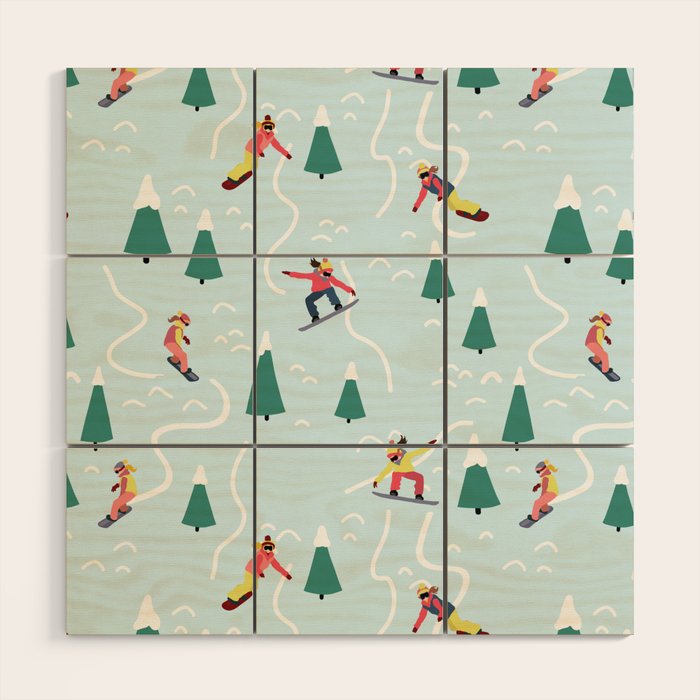 Snowboarding Girls Wood Wall Art