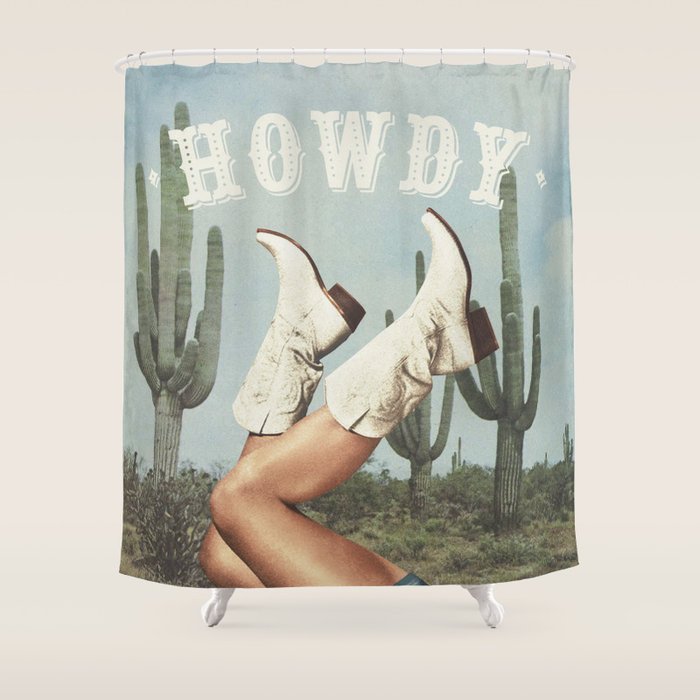These Boots - Howdy Cactus Shower Curtain Gallery Image 1