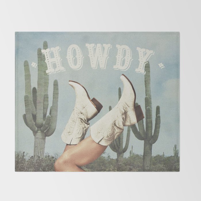 These Boots - Howdy Cactus Throw Blanket Gallery Image 2