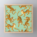 Mint Green Roaring Tiger Pattern Mini Art Print Gallery Image 1