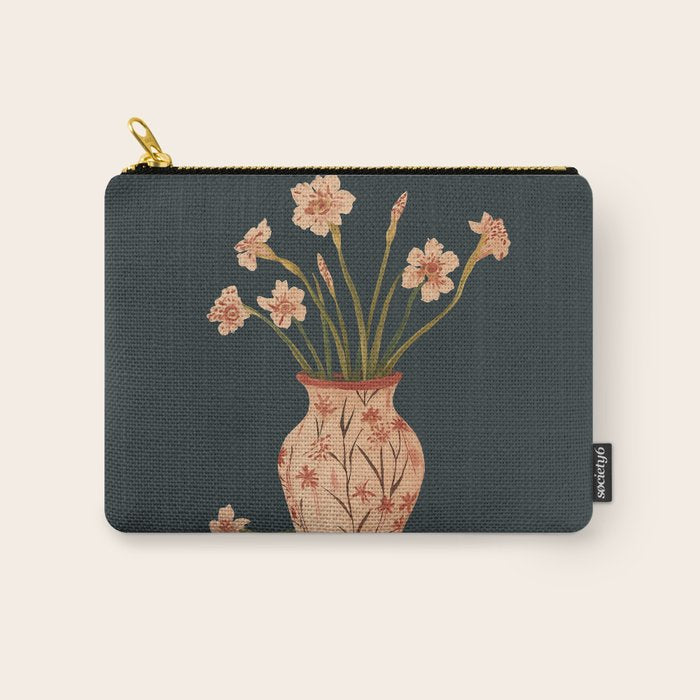 Blush Blooms in Painted Vase Carry All Pouch Gallery Image 1