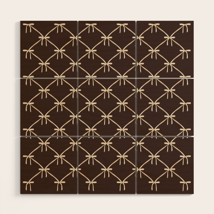 Bows and Ribbons Pattern LXIII Mocha Brown Wood Wall Art Gallery Image 1
