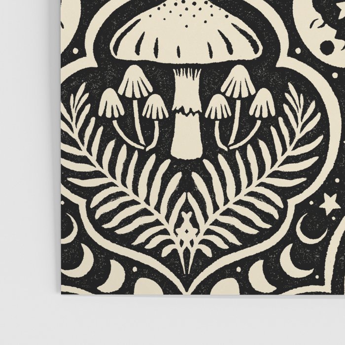 Celestial Forest Damask - black and cream Poster Gallery Image 3
