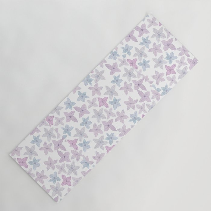 Watercolor hand painted lavender lilac blue floral Yoga Mat Gallery Image 1