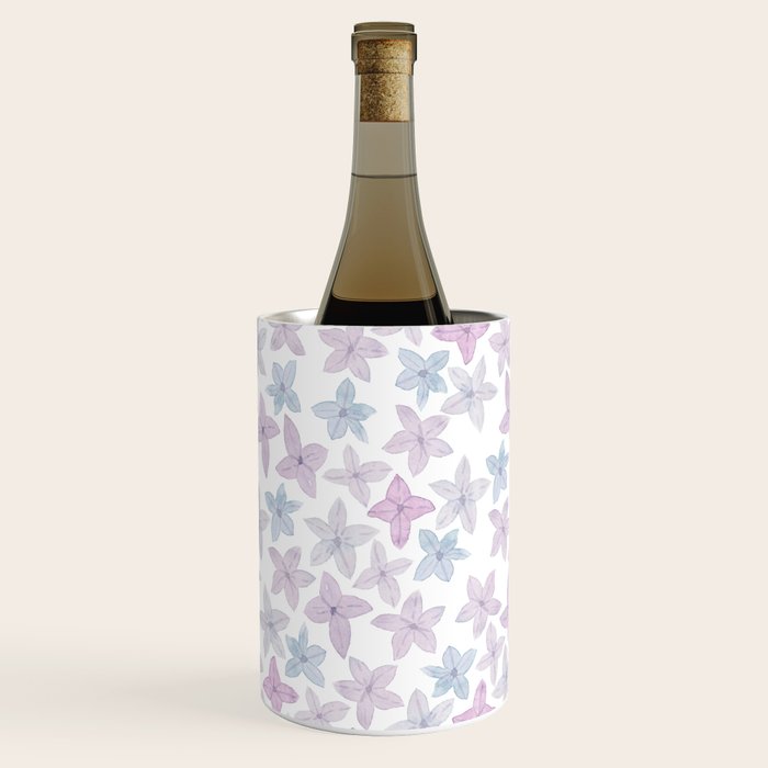 Watercolor hand painted lavender lilac blue floral Wine Chiller Gallery Image 1