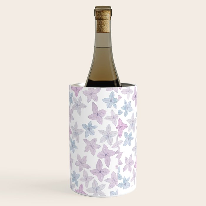 Watercolor hand painted lavender lilac blue floral Wine Chiller Gallery Image 3