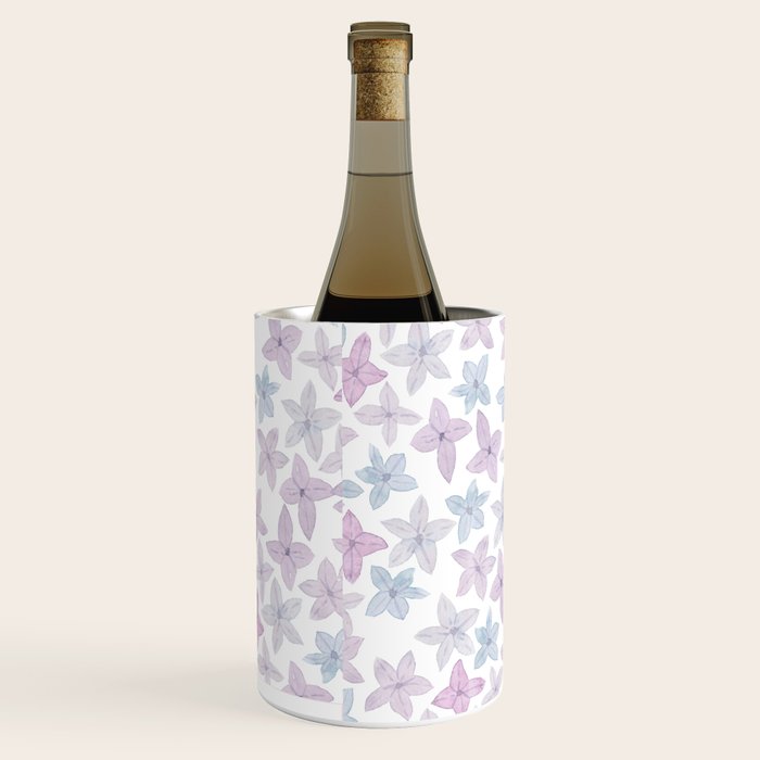Watercolor hand painted lavender lilac blue floral Wine Chiller Gallery Image 2