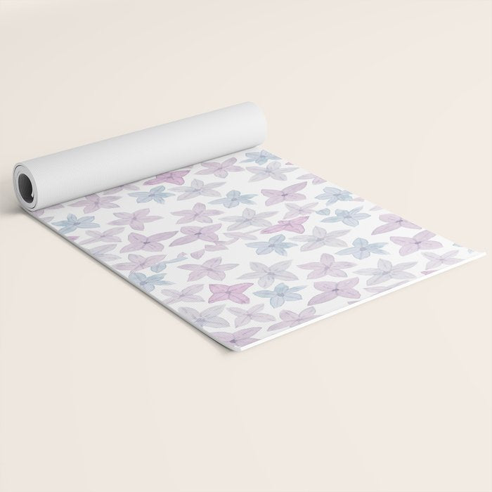Watercolor hand painted lavender lilac blue floral Yoga Mat Gallery Image 2