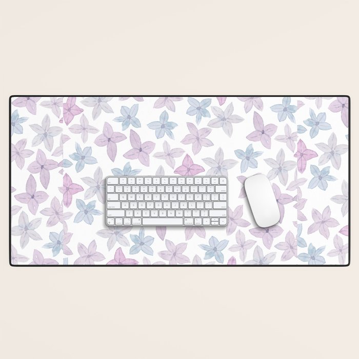 Watercolor hand painted lavender lilac blue floral Desk Mat Gallery Image 1