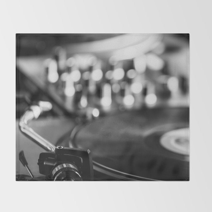 dj turntable record music aesthetic close up elegant mood art photography  Throw Blanket Gallery Image 2