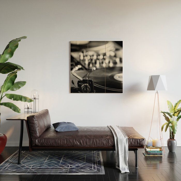 dj turntable record music aesthetic close up elegant mood art photography  Wood Wall Art Gallery Image 2