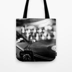 dj turntable record music aesthetic close up elegant mood art photography  Tote Bag Gallery Image 1