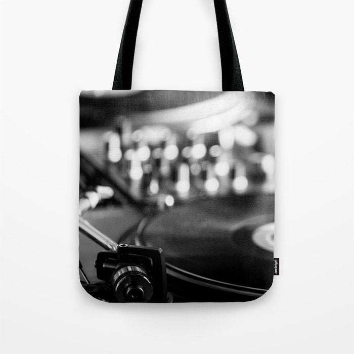 dj turntable record music aesthetic close up elegant mood art photography  Tote Bag Gallery Image 1