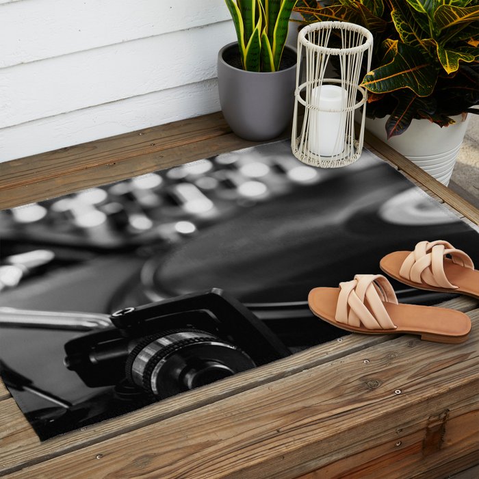 dj turntable record music aesthetic close up elegant mood art photography  Outdoor Rug Gallery Image 2