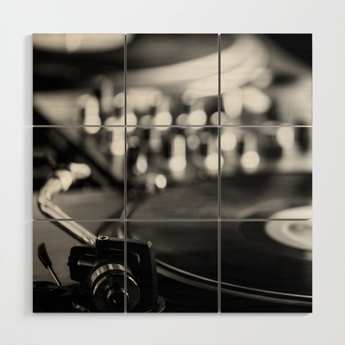 dj turntable record music aesthetic close up elegant mood art photography  Wood Wall Art Gallery Image 1