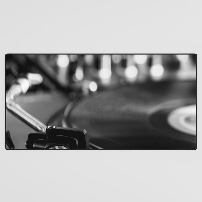 dj turntable record music aesthetic close up elegant mood art photography  Desk Mat Gallery Image 3