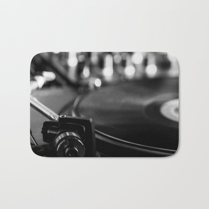 dj turntable record music aesthetic close up elegant mood art photography  Bath Mat Gallery Image 1