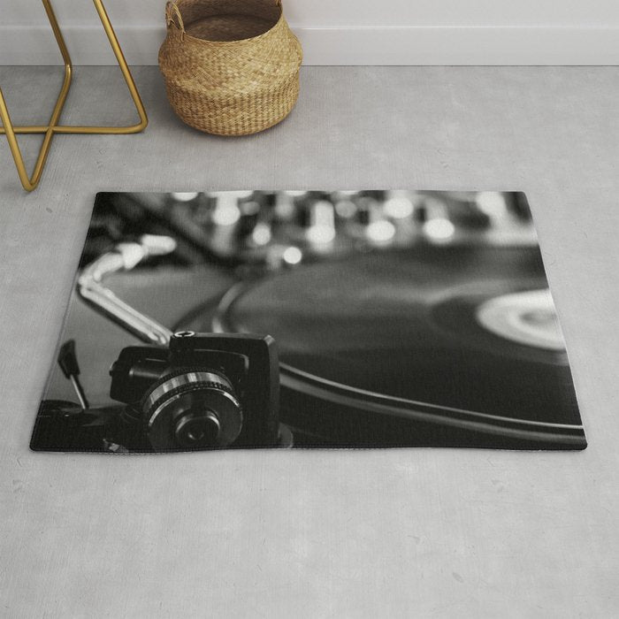 dj turntable record music aesthetic close up elegant mood art photography  Rug Gallery Image 1