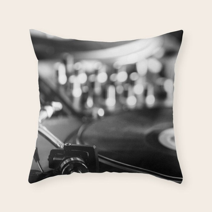dj turntable record music aesthetic close up elegant mood art photography  Throw Pillow Gallery Image 1