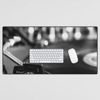 dj turntable record music aesthetic close up elegant mood art photography  Desk Mat Gallery Image 1