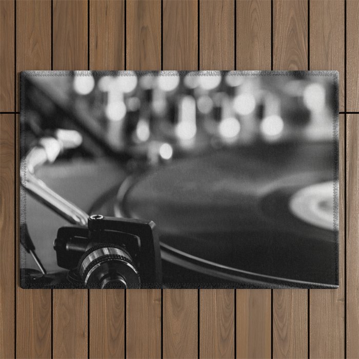 dj turntable record music aesthetic close up elegant mood art photography  Outdoor Rug Gallery Image 1