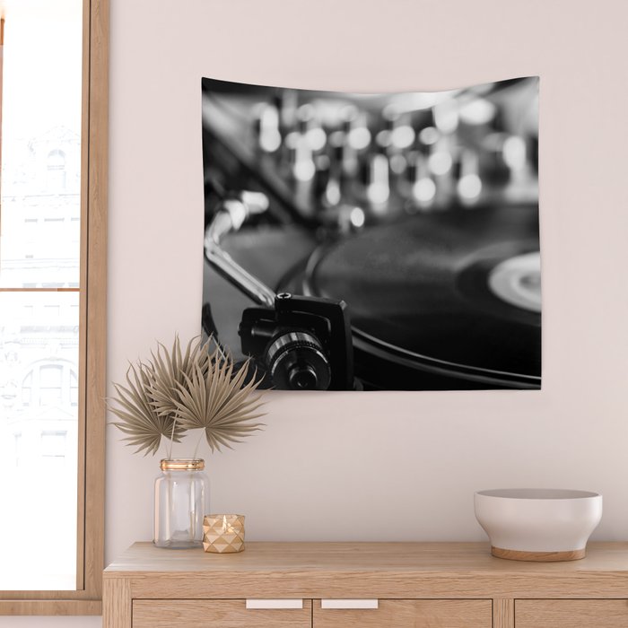 dj turntable record music aesthetic close up elegant mood art photography  Wall Tapestry Gallery Image 2
