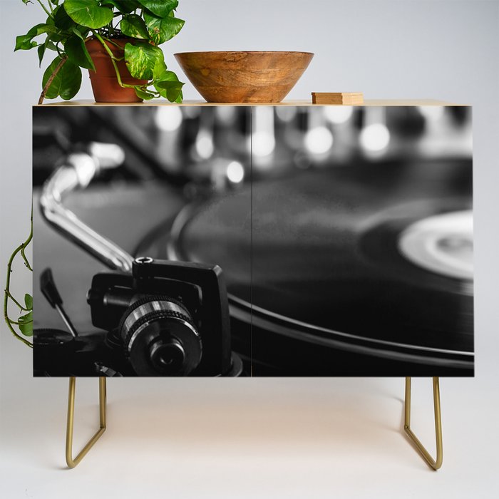 dj turntable record music aesthetic close up elegant mood art photography  Credenza Gallery Image 1