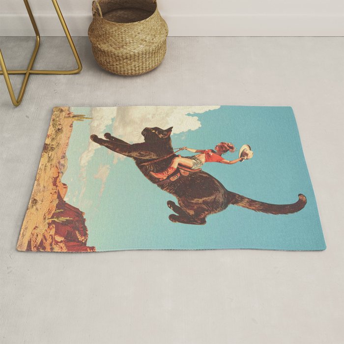 Meehaw - Rodeo Cat Cowgirl Bronc Rug Gallery Image 1