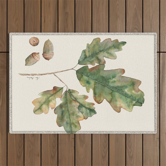 Oak tree  green leaves  Outdoor Rug Gallery Image 1