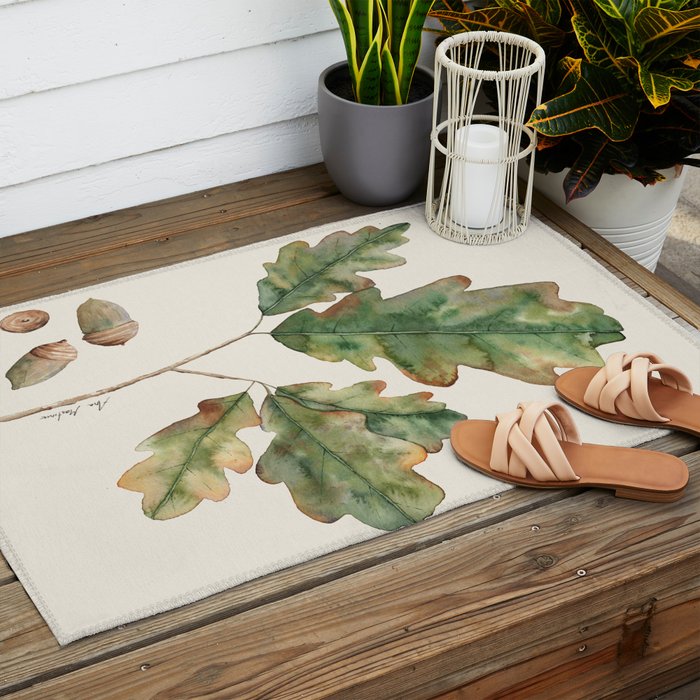 Oak tree  green leaves  Outdoor Rug Gallery Image 2