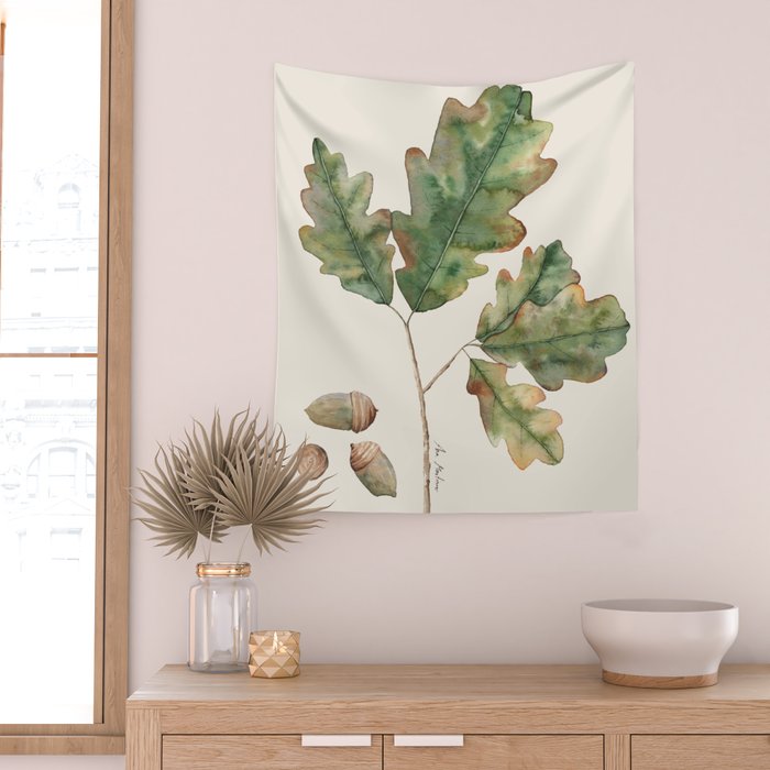 Oak tree  green leaves  Wall Tapestry Gallery Image 2